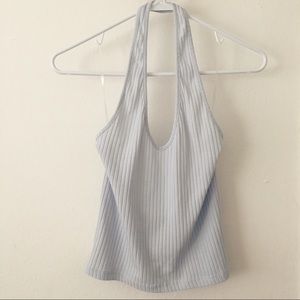 light blue ribbed halter top